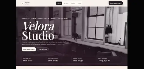 Velora Salon premium beauty and salon website concept by Culinary Digital Studio